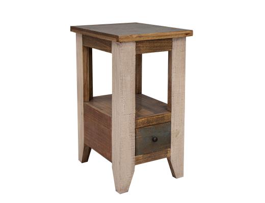 Set of 2 Antique, 1 Drawer Chairside Table