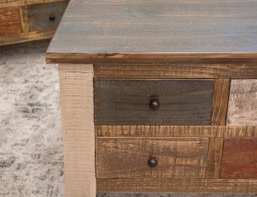 Set of 2 Antique, 1 Drawer Chairside Table