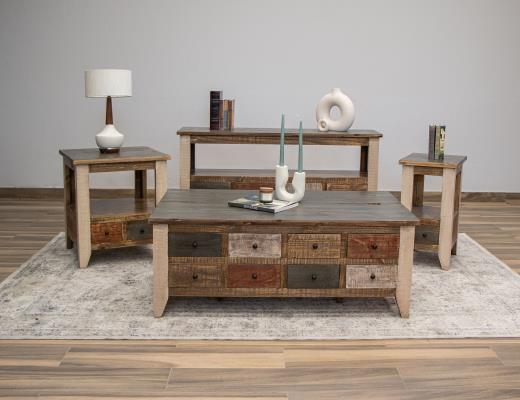 Set of 2 Antique, 1 Drawer Chairside Table