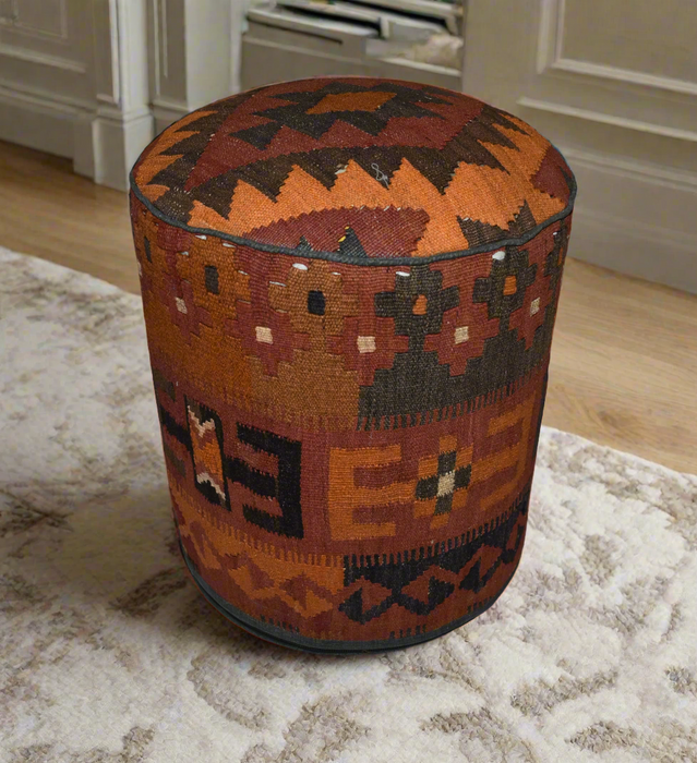 One of a Kind Kilim Rug Pouf Ottoman foot stool - #233