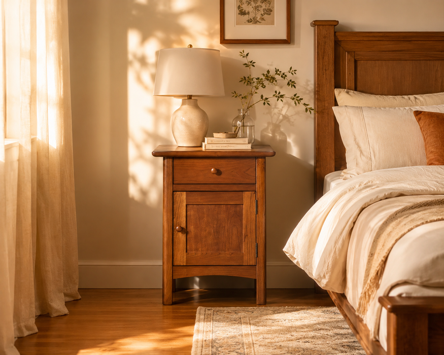 Heritage Cherry Solid Cherry Wood Nightstand with Cabinet Storage