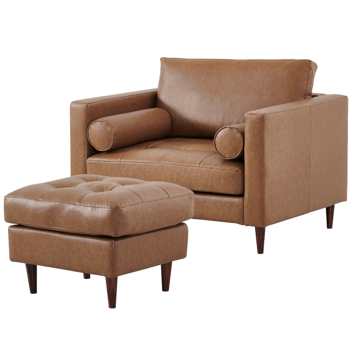 Alessandra Modern Contemporary Eco Leather Arm Chair - Light Brown