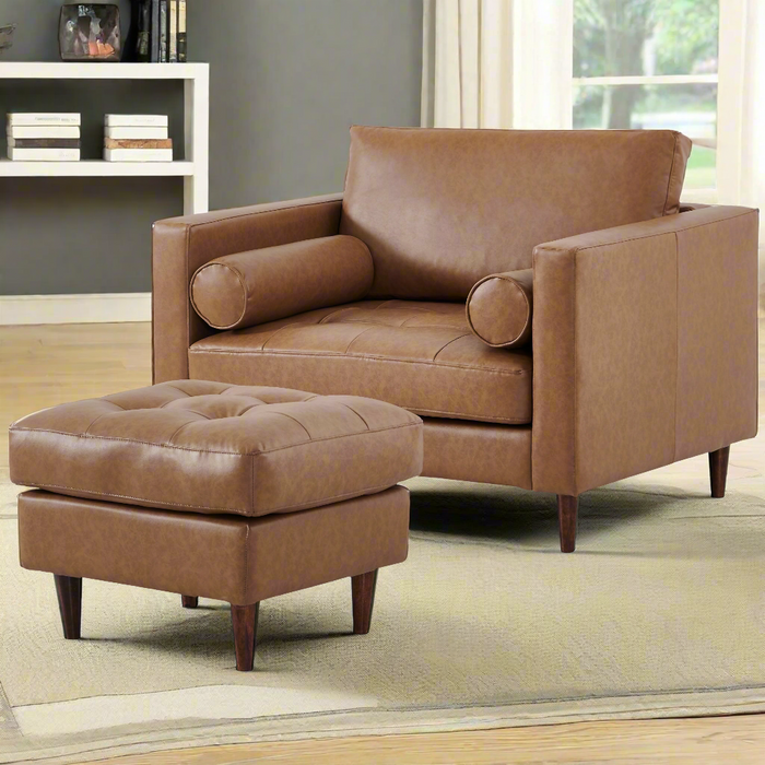 Alessandra Modern Contemporary Eco Leather Arm Chair - Light Brown