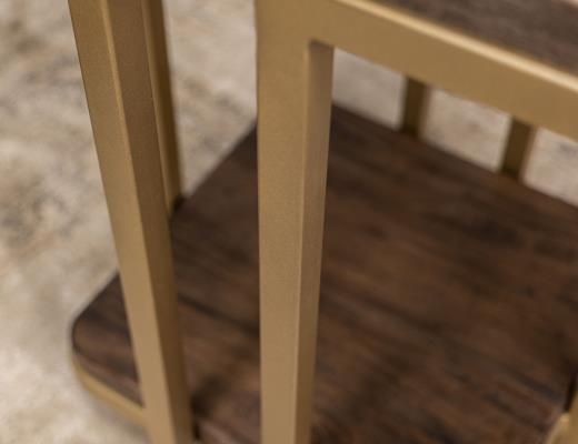 Set of 2 Onix, Metal Base End Table