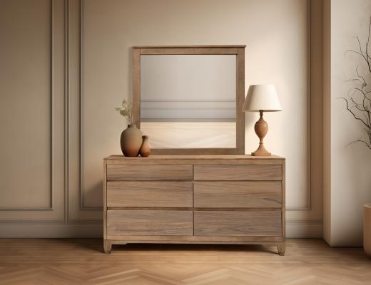 Parota Nova, 6 Drawer Dresser and Mirror