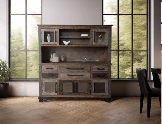 Loft Brown, 6 Drawer, 6 Doors Buffet & Hutch