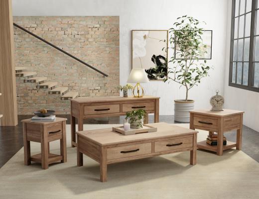 Natural Parota, 2 Drawer Sofa Table