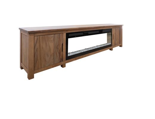 Natural Parota 93" Electric Fireplace