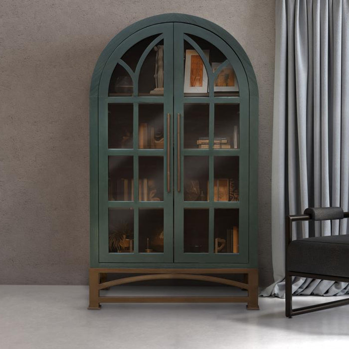 Nina Solid Wood Tall Cabinet, Bookcase, Hutch - Green