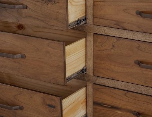 Natural Teca, 6 Drawer, Dresser