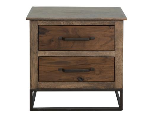 Set of 2 Natural Teca, 2 Drawer, Nightstand