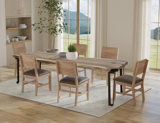 Set of 2 Natural Parota, Wooden Chair