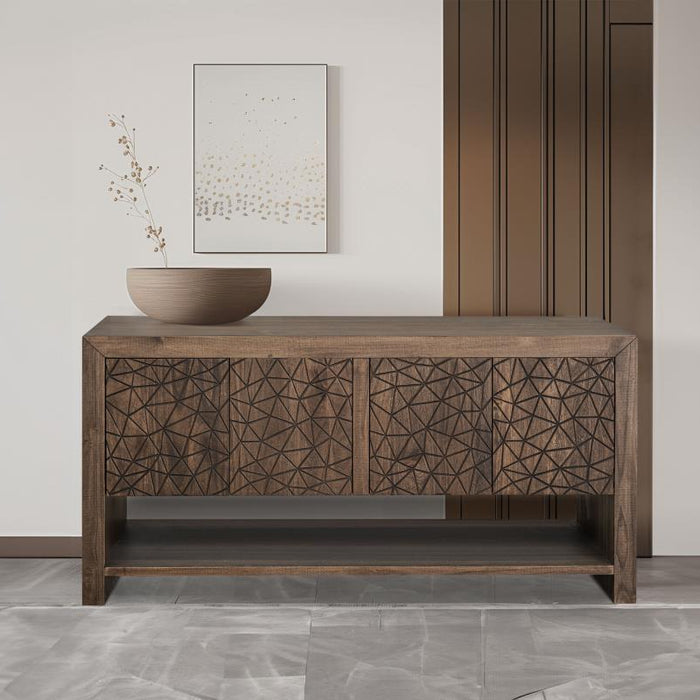 Moden Carved Door Solid Wood Console, Sideboard - 69"