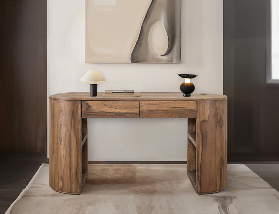Kelwin Handcrafted Modern Desk with Curved Mango & Teak Wood