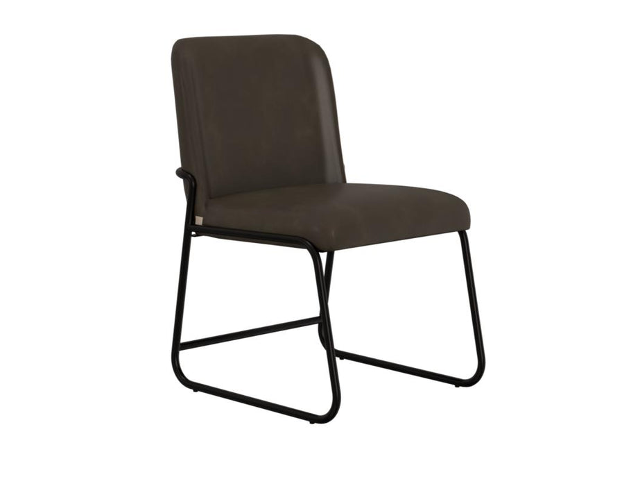 Set of 2 Seating, Wooden Frame & Metal Base, Upholstered Chair
