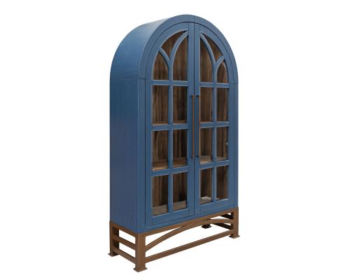 Nina Solid Wood Tall Cabinet, Bookcase, Hutch - Blue