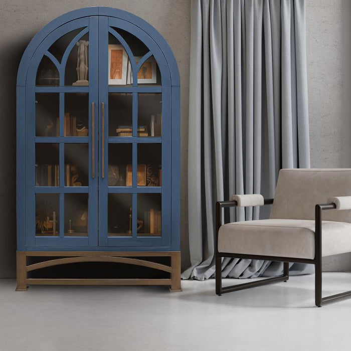 Nina Solid Wood Tall Cabinet, Bookcase, Hutch - Blue