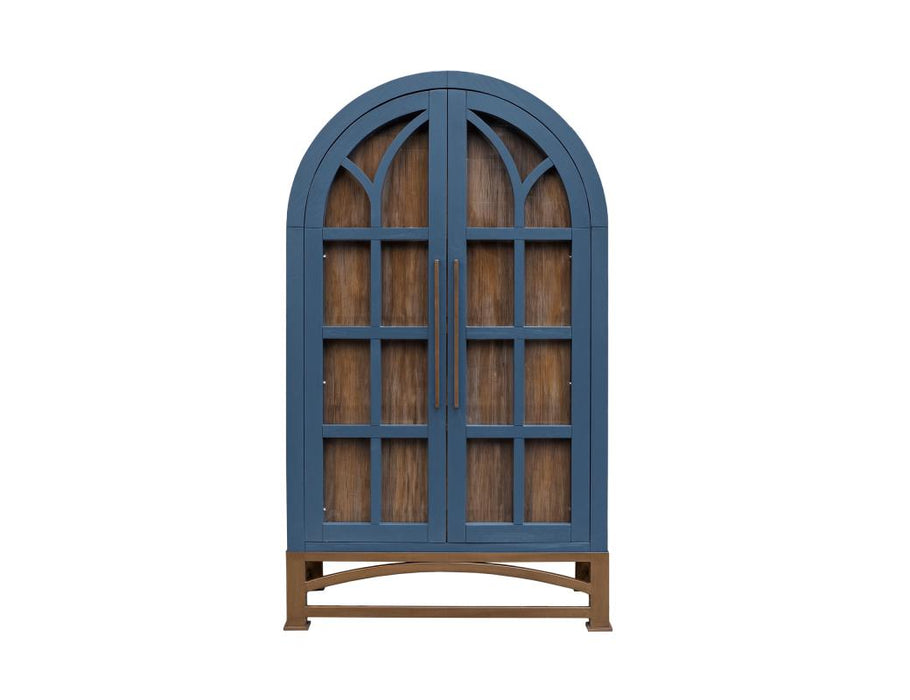 Nina Solid Wood Tall Cabinet, Bookcase, Hutch - Blue