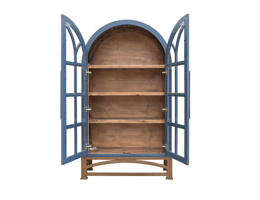 Nina Solid Wood Tall Cabinet, Bookcase, Hutch - Blue