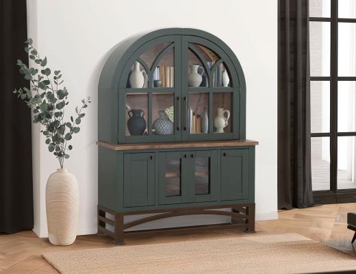 Nina Solid Wood Six Door Hutch, Display Cabinet