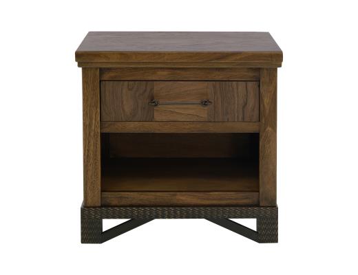 Set of 2 Walnut, 1 Drawer, 1 Shelf, Nightstand