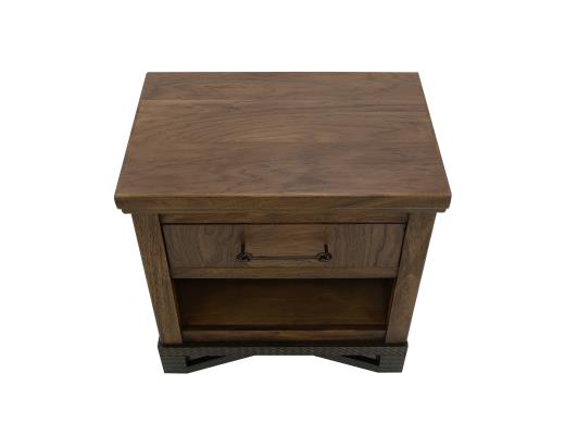 Set of 2 Walnut, 1 Drawer, 1 Shelf, Nightstand