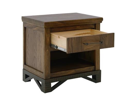 Set of 2 Walnut, 1 Drawer, 1 Shelf, Nightstand