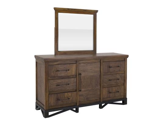 Walnut, 6 Drawer, 1 Door Dresser