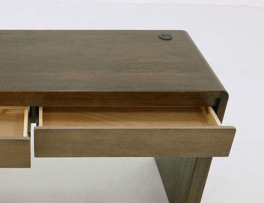 Renzo Modern Solid Wood Desk in Light & Chocolate Brown