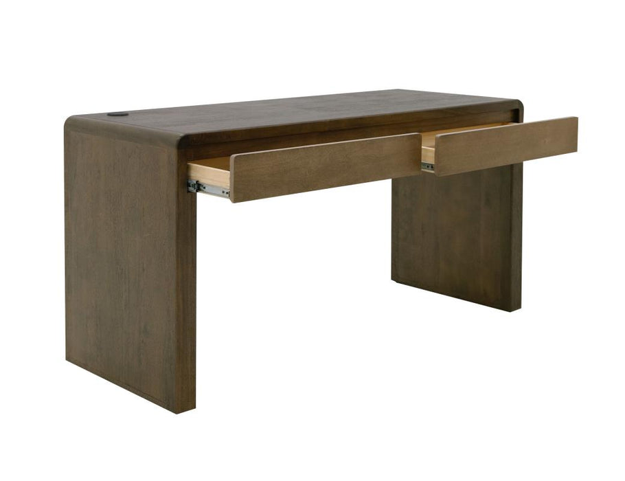 Renzo Modern Solid Wood Desk in Light & Chocolate Brown