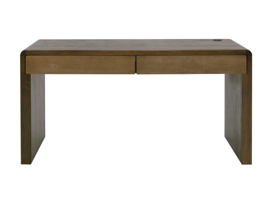 Renzo Modern Solid Wood Desk in Light & Chocolate Brown