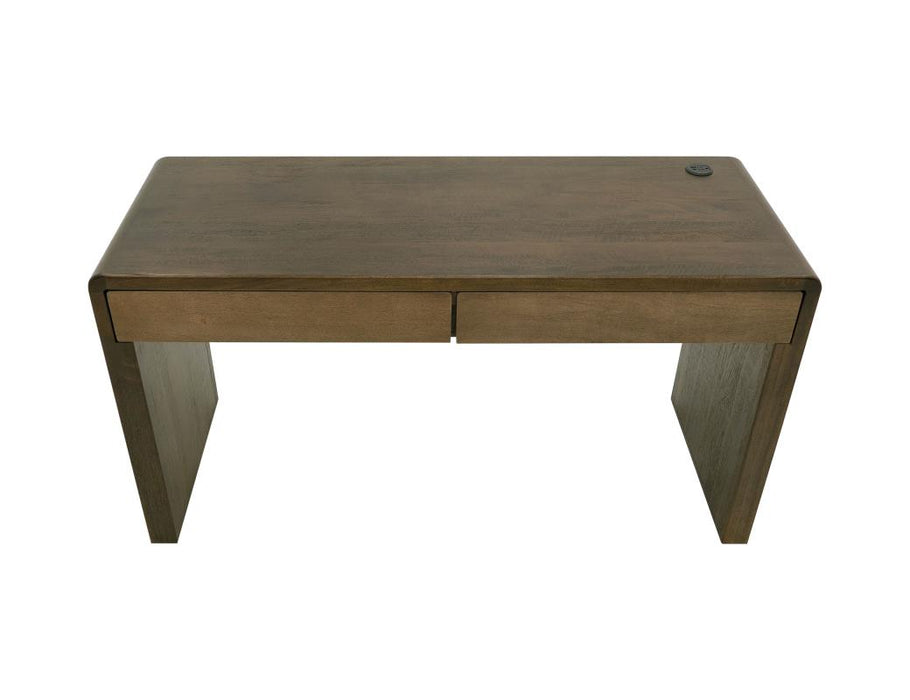 Renzo Modern Solid Wood Desk in Light & Chocolate Brown