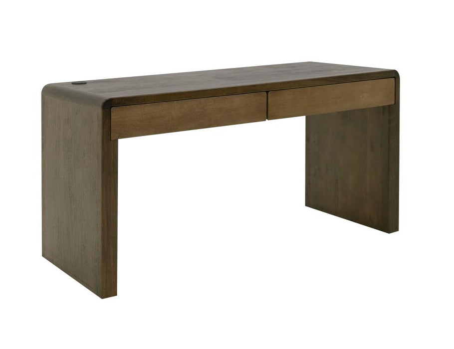 Renzo Modern Solid Wood Desk in Light & Chocolate Brown
