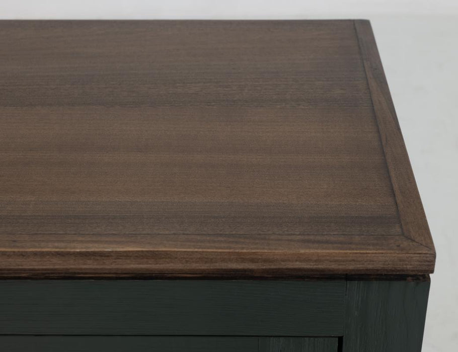 Harvest Home Solid Wood Console Table – Slatted Door Storage Cabinet