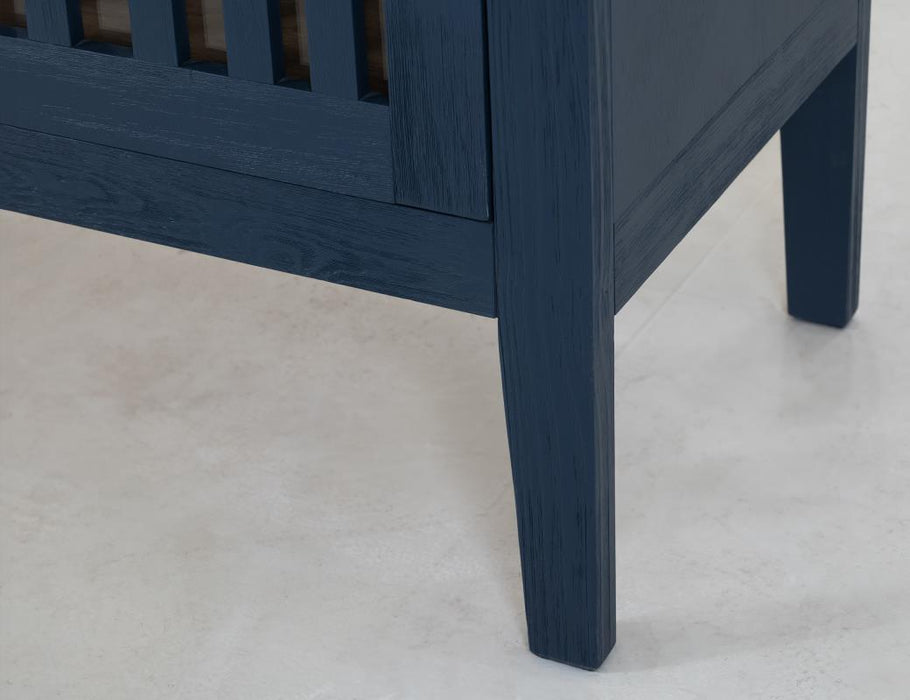 Harvest Home Solid Wood Console Table – Slatted Door Storage Cabinet