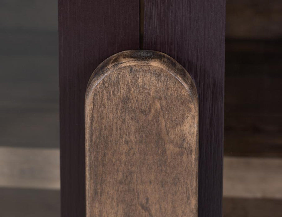 Harvest Home Solid Wood Console Table – Slatted Door Storage Cabinet