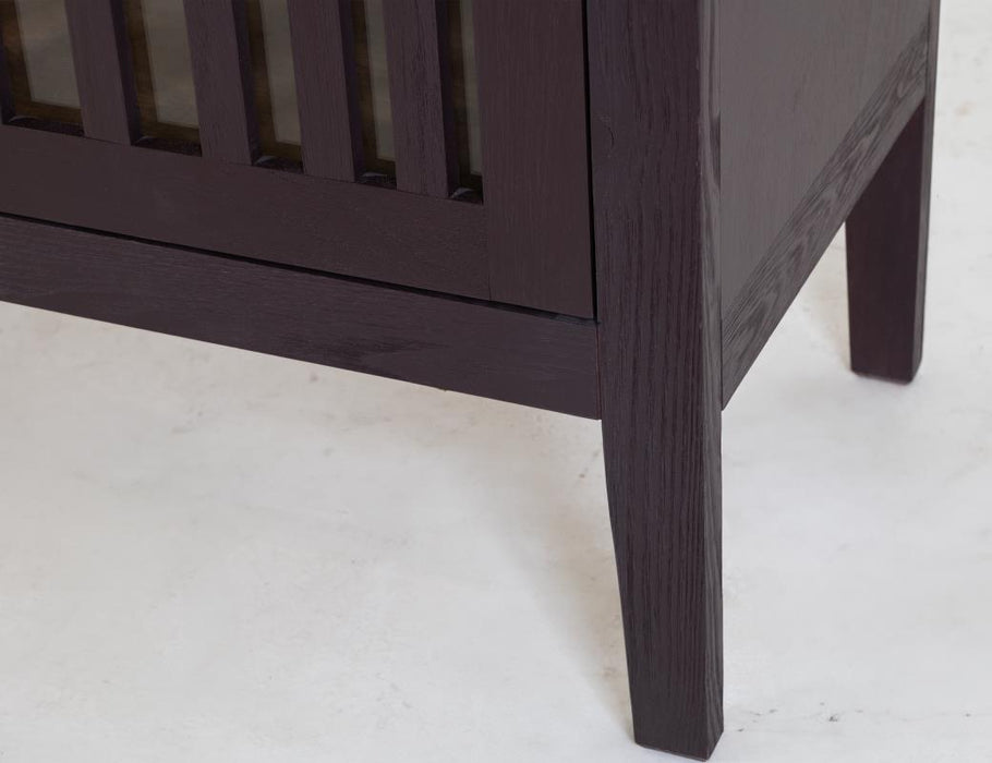 Harvest Home Solid Wood Console Table – Slatted Door Storage Cabinet