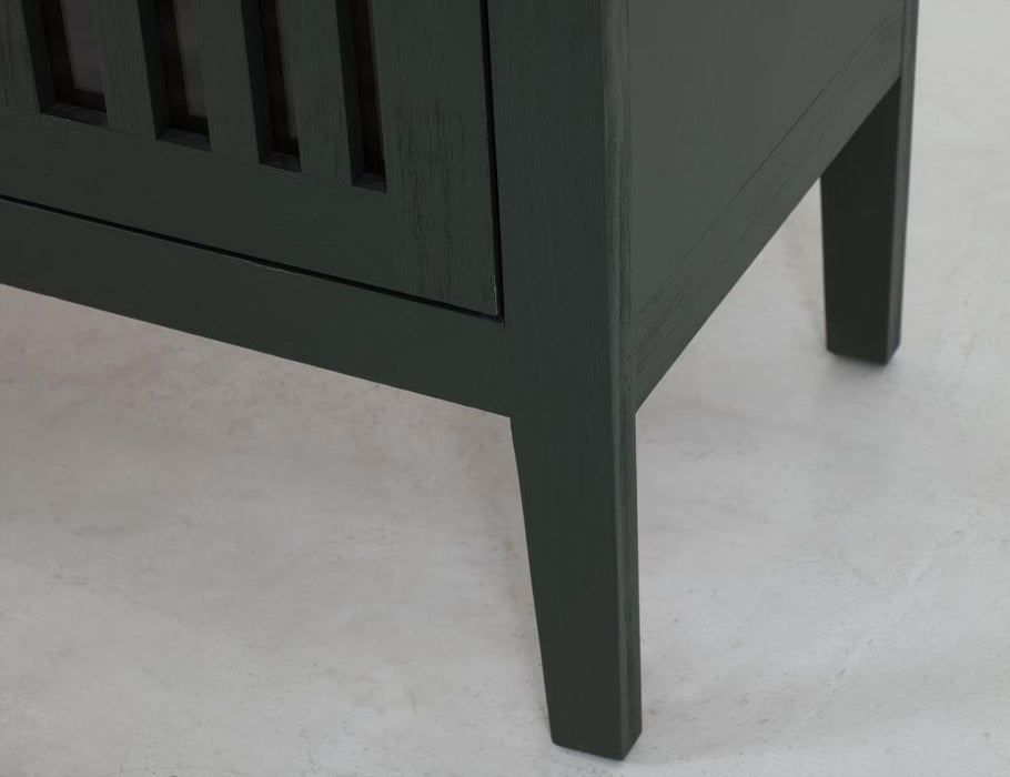 Harvest Home Solid Wood Console Table – Slatted Door Storage Cabinet