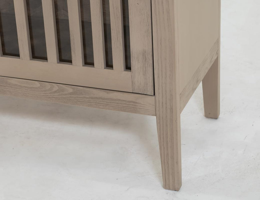 Harvest Home Solid Wood Console Table – Slatted Door Storage Cabinet