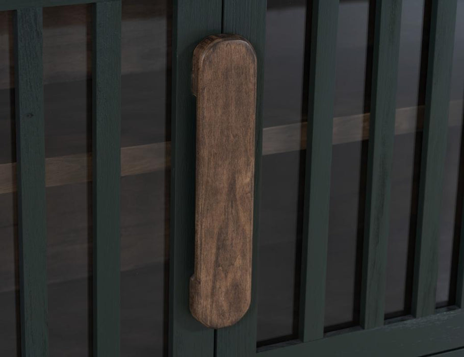 Harvest Home Solid Wood Console Table – Slatted Door Storage Cabinet