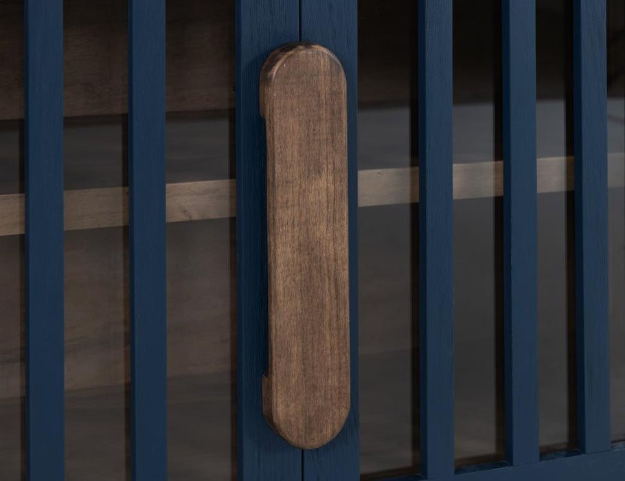 Harvest Home Solid Wood Console Table – Slatted Door Storage Cabinet