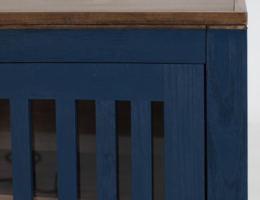 Harvest Home Solid Wood Console Table – Slatted Door Storage Cabinet