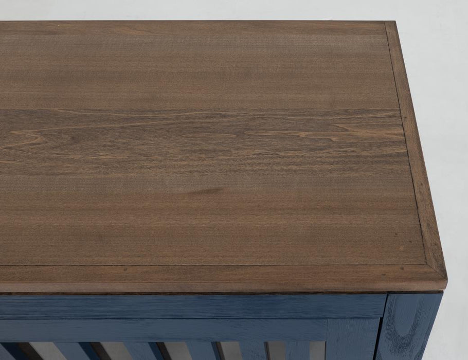 Harvest Home Solid Wood Console Table – Slatted Door Storage Cabinet