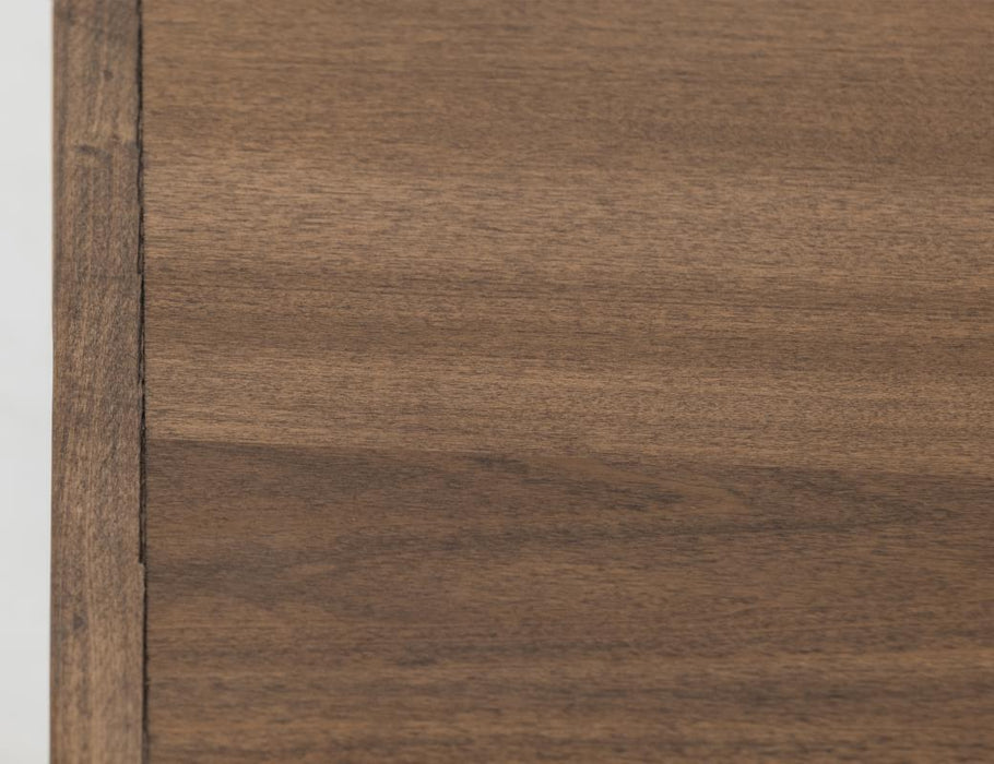 Harvest Home Solid Wood Console Table – Slatted Door Storage Cabinet