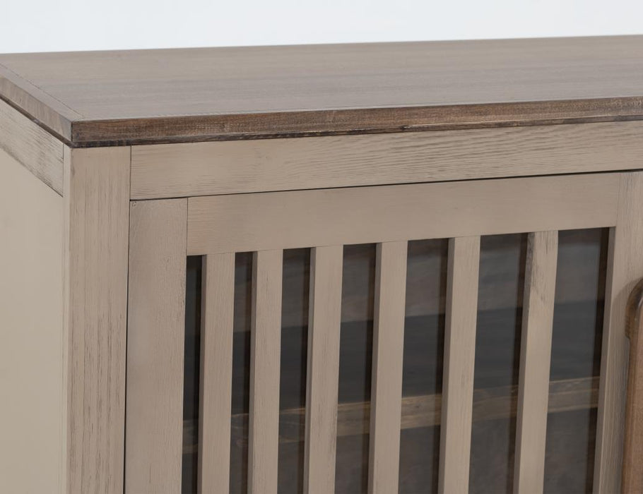 Harvest Home Solid Wood Console Table – Slatted Door Storage Cabinet