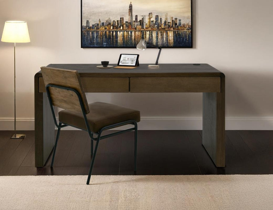 Renzo Modern Solid Wood Desk in Light & Chocolate Brown
