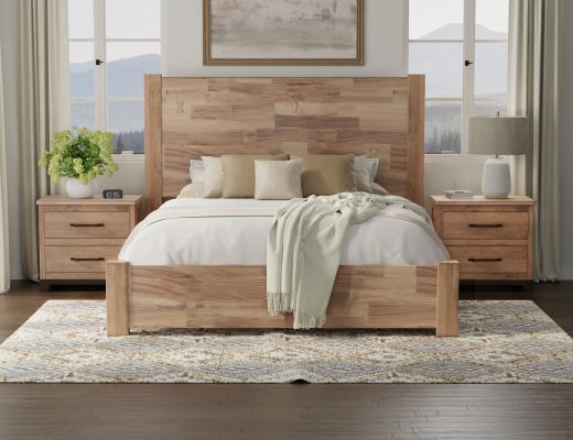 Set of 2 Natural Parota, 2 Drawer Nightstand
