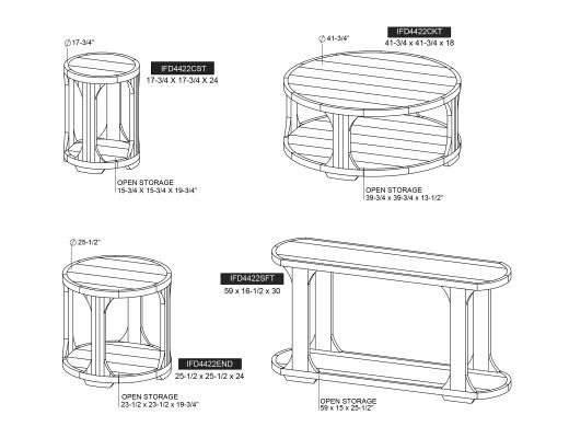 Set of 2 Balam, 1 Shelf, Chairside Table