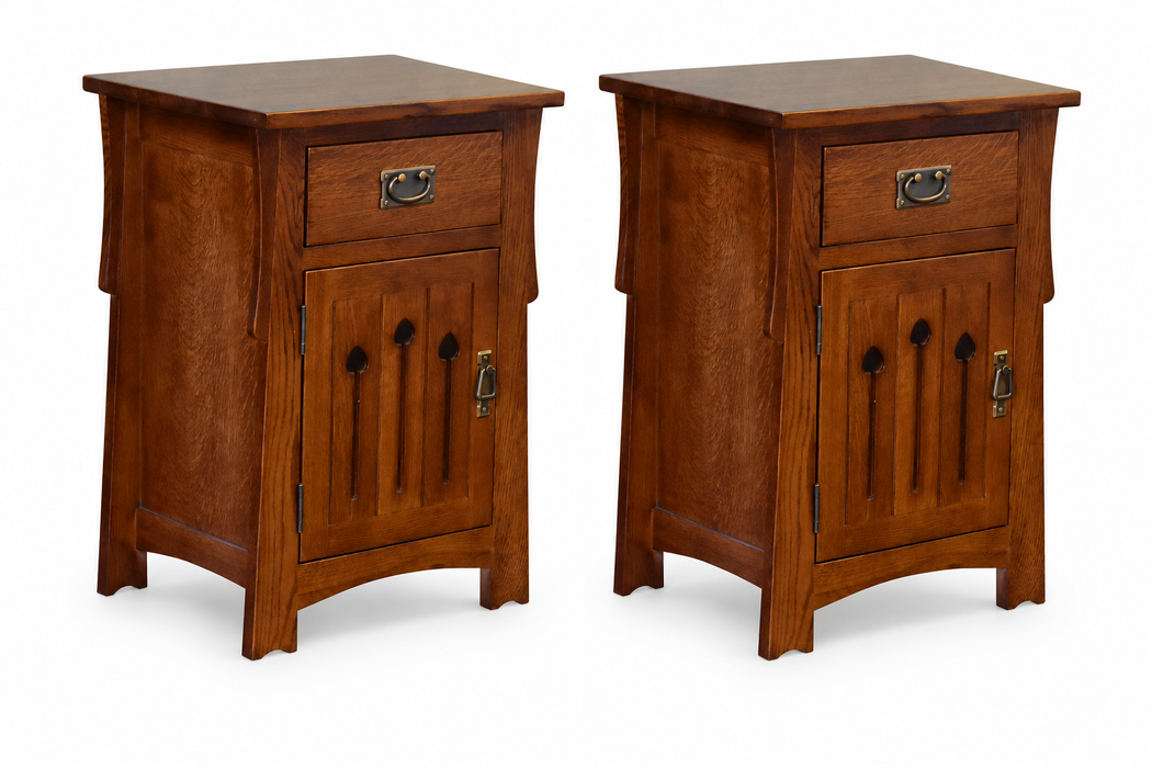 Mission Style Solid Quarter Sawn Oak Keyhole Nightstand