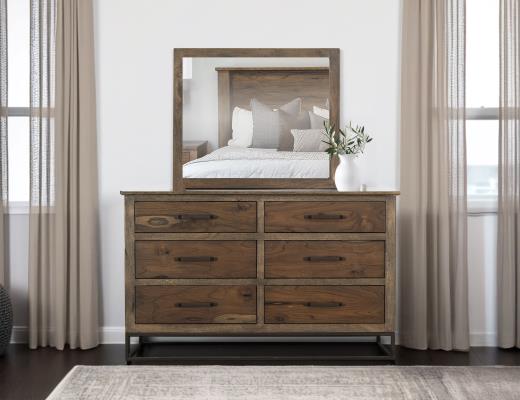 Natural Teca, 6 Drawer, Dresser